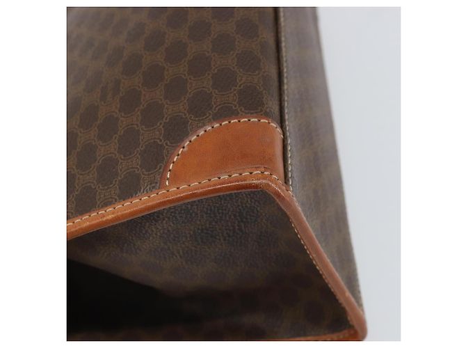 Céline Bolso de mano de lona Macadam CELINE en cuero PVC marrón dorado Auth 171069 Castaño - vista 13