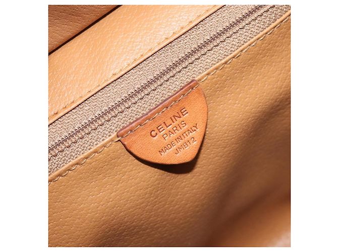 Céline Bolso de mano de lona Macadam CELINE en cuero PVC marrón dorado Auth 171069 Castaño - vista 15