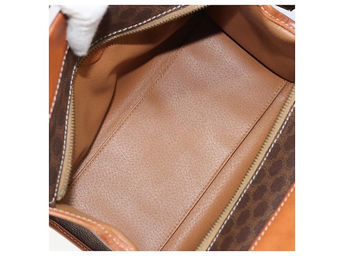 Céline Bolso de mano de lona Macadam CELINE en cuero PVC marrón dorado Auth 171069 Castaño - vista 16