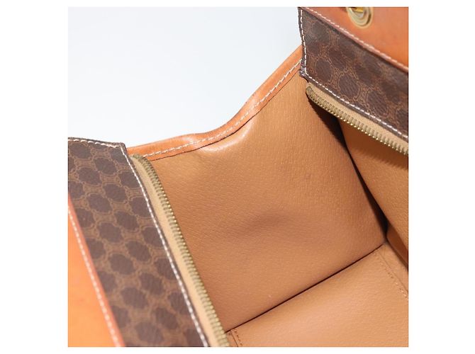 Céline Bolso de mano de lona Macadam CELINE en cuero PVC marrón dorado Auth 171069 Castaño - vista 18
