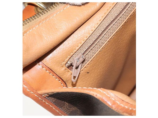 Céline Bolso de mano de lona Macadam CELINE en cuero PVC marrón dorado Auth 171069 Castaño - vista 19