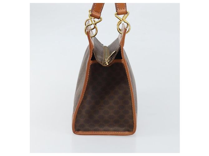 Céline Bolso de mano de lona Macadam CELINE en cuero PVC marrón dorado Auth 171069 Castaño - vista 4