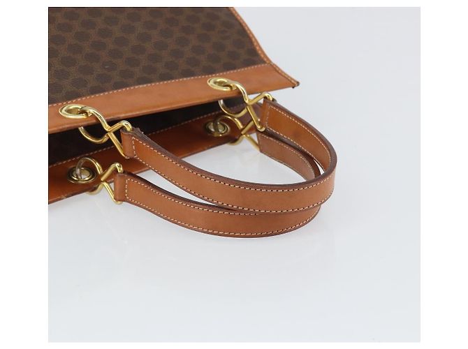 Céline Bolso de mano de lona Macadam CELINE en cuero PVC marrón dorado Auth 171069 Castaño - vista 7