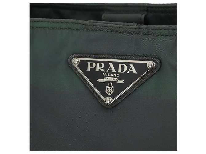 PRADA Tote Bag Nylon 2way Grau Silber Auth ka2252 Braun - Ansicht 16