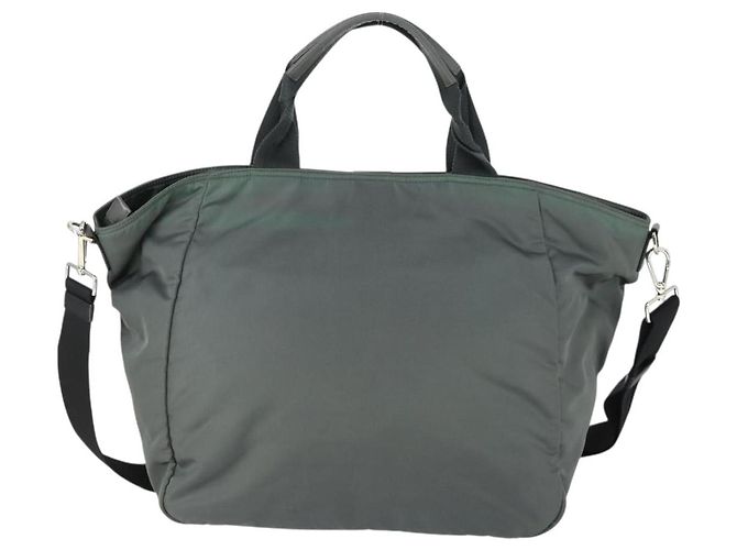 PRADA Tote Bag Nylon 2way Grau Silber Auth ka2252 Braun - Ansicht 3