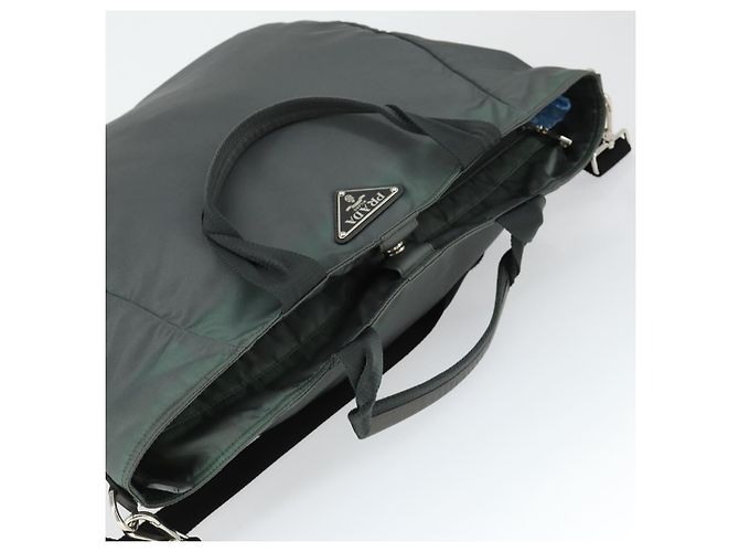 PRADA Tote Bag Nylon 2way Grau Silber Auth ka2252 Braun - Ansicht 6