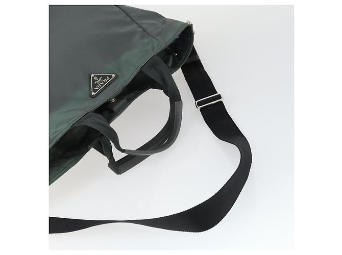 PRADA Tote Bag Nylon 2way Grau Silber Auth ka2252 Braun - Ansicht 7