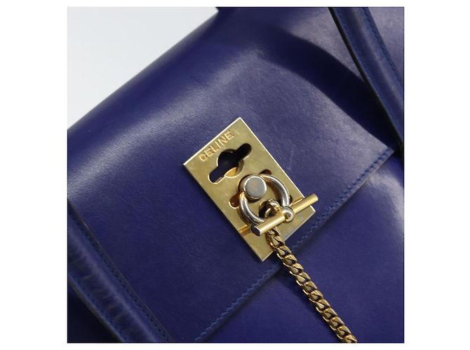 Céline Borsa a mano CELINE in pelle blu oro Auth 171994 D'oro - vista 14