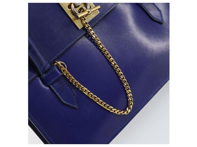Céline Borsa a mano CELINE in pelle blu oro Auth 171994 D'oro - vista 15