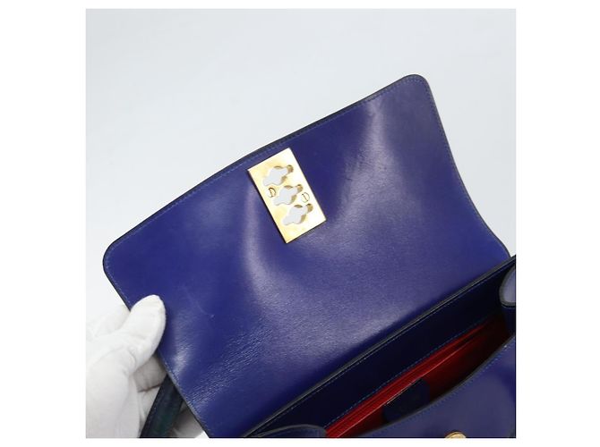 Céline Borsa a mano CELINE in pelle blu oro Auth 171994 D'oro - vista 16