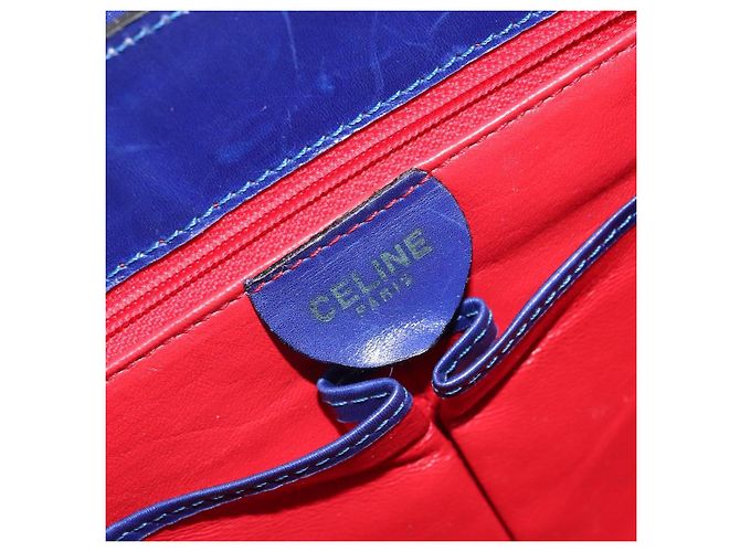 Céline Borsa a mano CELINE in pelle blu oro Auth 171994 D'oro - vista 17