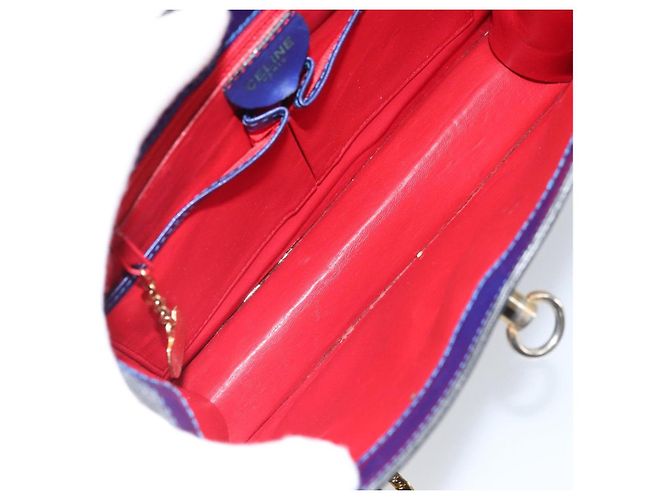 Céline Borsa a mano CELINE in pelle blu oro Auth 171994 D'oro - vista 18