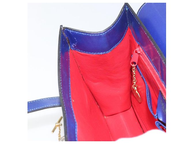 Céline Borsa a mano CELINE in pelle blu oro Auth 171994 D'oro - vista 20