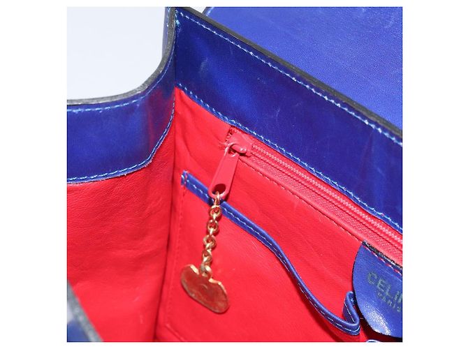 Céline Borsa a mano CELINE in pelle blu oro Auth 171994 D'oro - vista 21