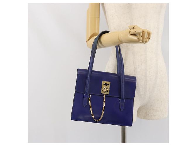 Céline Borsa a mano CELINE in pelle blu oro Auth 171994 D'oro - vista 25