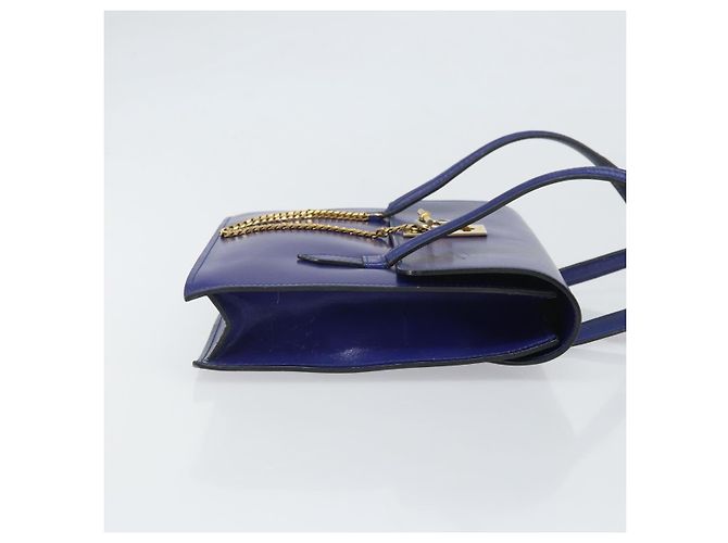 Céline Borsa a mano CELINE in pelle blu oro Auth 171994 D'oro - vista 4