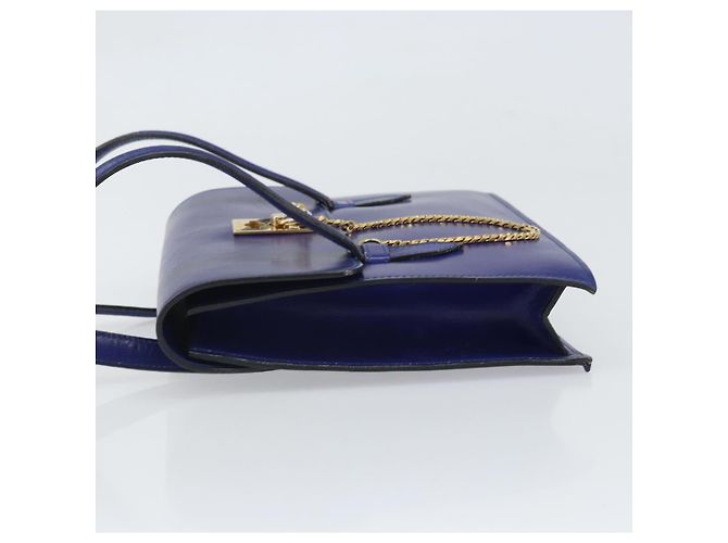 Céline Borsa a mano CELINE in pelle blu oro Auth 171994 D'oro - vista 5