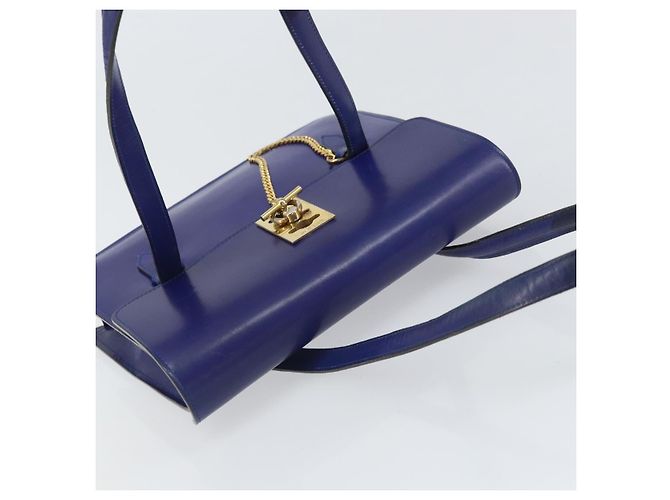 Céline Borsa a mano CELINE in pelle blu oro Auth 171994 D'oro - vista 6
