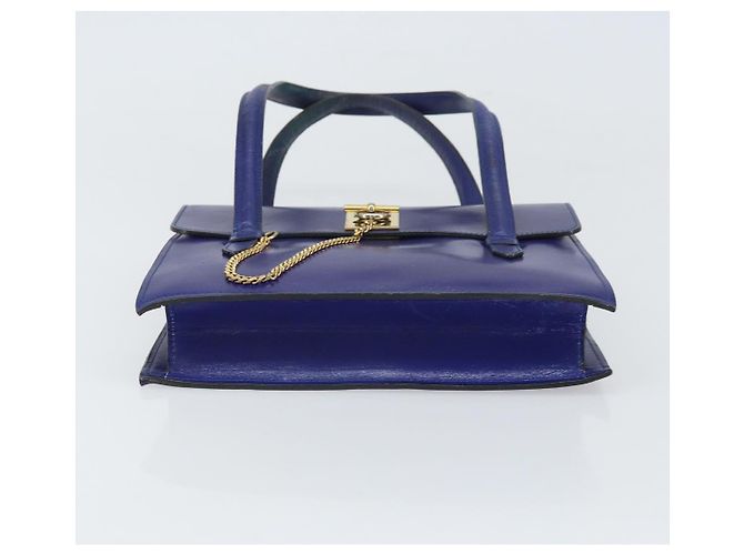 Céline Borsa a mano CELINE in pelle blu oro Auth 171994 D'oro - vista 9