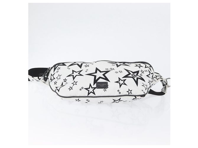 Dolce & Gabbana DOLCE&GABBANA Borsa a Spalla Nylon Bianco Argento Auth BA10763 - vista 9