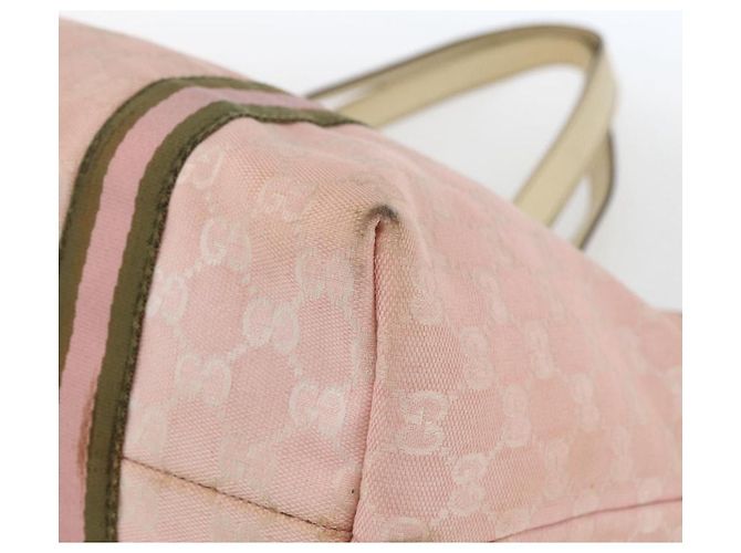Borsa Tote Gucci GG Canvas Sherry Line Rosa Oro 139260 Auth bs33311 D'oro - vista 10