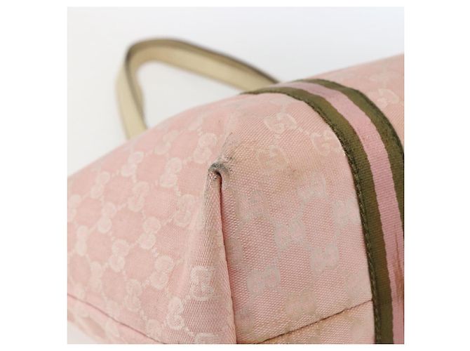 Borsa Tote Gucci GG Canvas Sherry Line Rosa Oro 139260 Auth bs33311 D'oro - vista 11