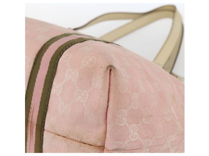 Borsa Tote Gucci GG Canvas Sherry Line Rosa Oro 139260 Auth bs33311 D'oro - vista 12