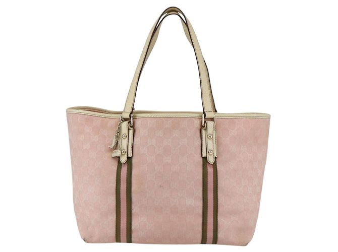 Borsa Tote Gucci GG Canvas Sherry Line Rosa Oro 139260 Auth bs33311 D'oro - vista 2