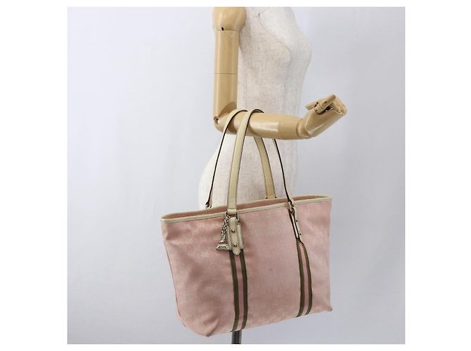 Borsa Tote Gucci GG Canvas Sherry Line Rosa Oro 139260 Auth bs33311 D'oro - vista 20