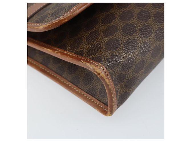 Céline Borsa a Spalla in Tela Macadam CELINE in Pelle PVC Marrone Oro Auth bs33208 D'oro - vista 11