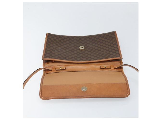 Céline Borsa a Spalla in Tela Macadam CELINE in Pelle PVC Marrone Oro Auth bs33208 D'oro - vista 14
