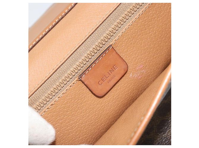 Céline Borsa a Spalla in Tela Macadam CELINE in Pelle PVC Marrone Oro Auth bs33208 D'oro - vista 15