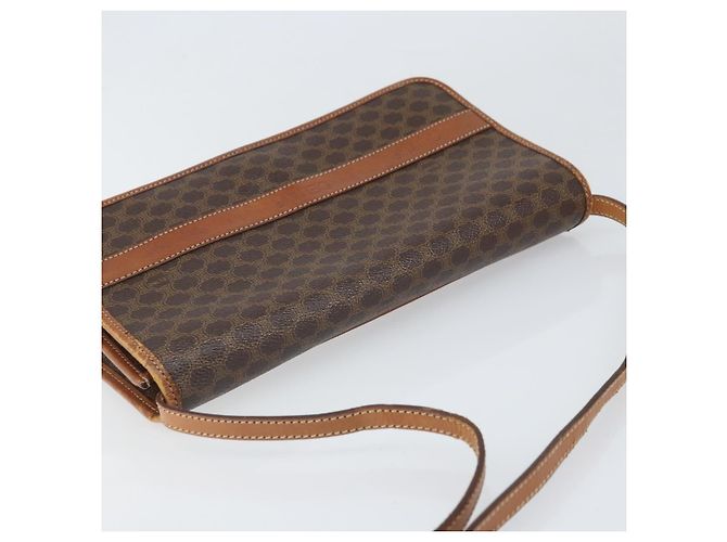 Céline Borsa a Spalla in Tela Macadam CELINE in Pelle PVC Marrone Oro Auth bs33208 D'oro - vista 6