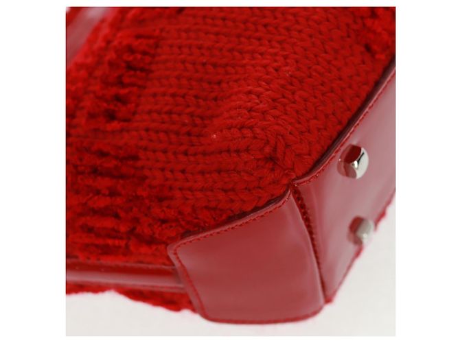 Borsa a mano Salvatore Ferragamo in cotone rosso argento Auth BA10481V - vista 10
