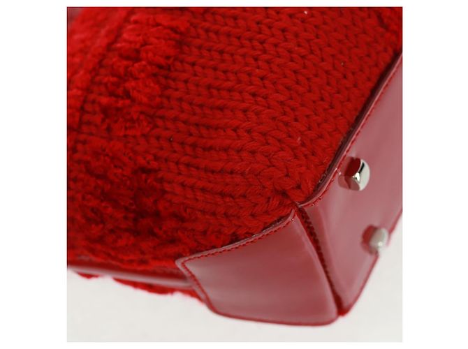 Borsa a mano Salvatore Ferragamo in cotone rosso argento Auth BA10481V - vista 12