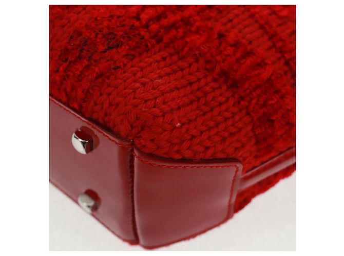 Borsa a mano Salvatore Ferragamo in cotone rosso argento Auth BA10481V - vista 13