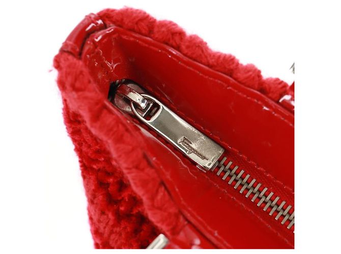 Borsa a mano Salvatore Ferragamo in cotone rosso argento Auth BA10481V - vista 14