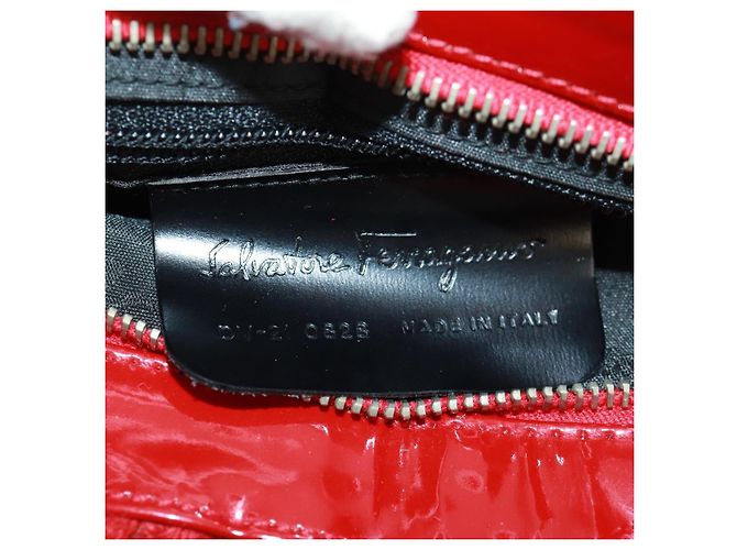 Borsa a mano Salvatore Ferragamo in cotone rosso argento Auth BA10481V - vista 15