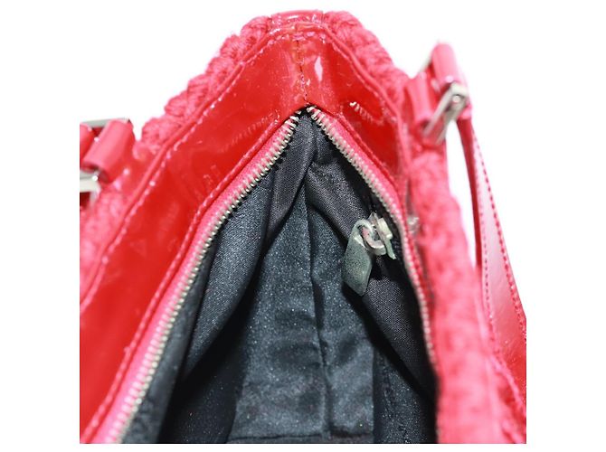 Borsa a mano Salvatore Ferragamo in cotone rosso argento Auth BA10481V - vista 17