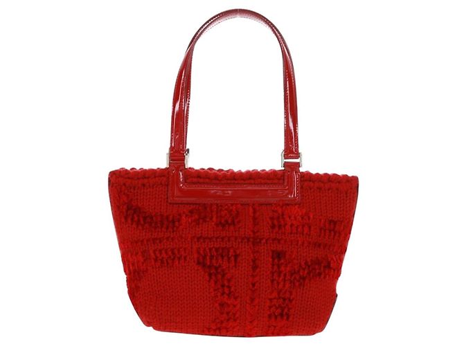 Borsa a mano Salvatore Ferragamo in cotone rosso argento Auth BA10481V - vista 2