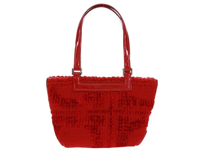 Borsa a mano Salvatore Ferragamo in cotone rosso argento Auth BA10481V - vista 3