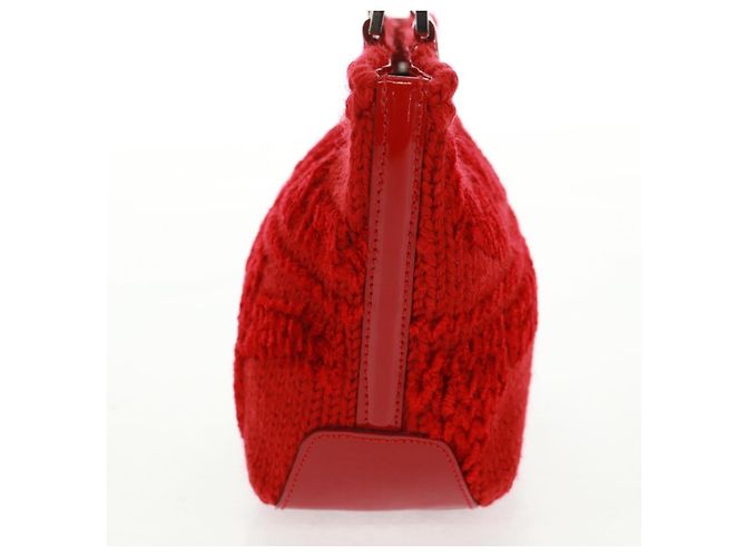 Borsa a mano Salvatore Ferragamo in cotone rosso argento Auth BA10481V - vista 4