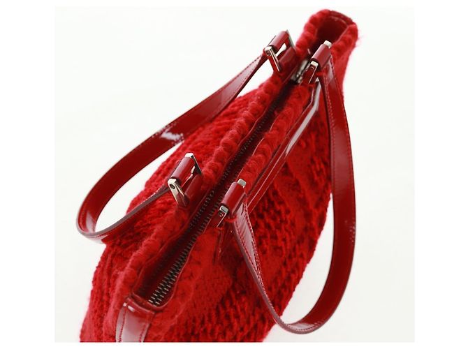Borsa a mano Salvatore Ferragamo in cotone rosso argento Auth BA10481V - vista 6