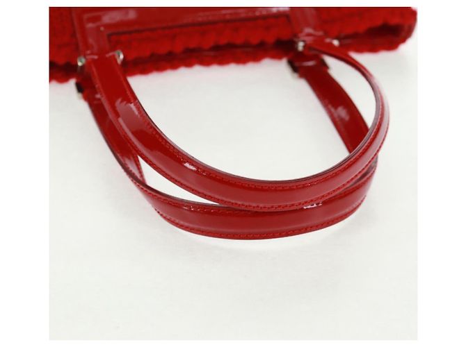 Borsa a mano Salvatore Ferragamo in cotone rosso argento Auth BA10481V - vista 7