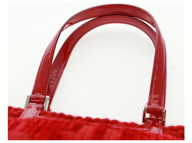Borsa a mano Salvatore Ferragamo in cotone rosso argento Auth BA10481V - vista 8