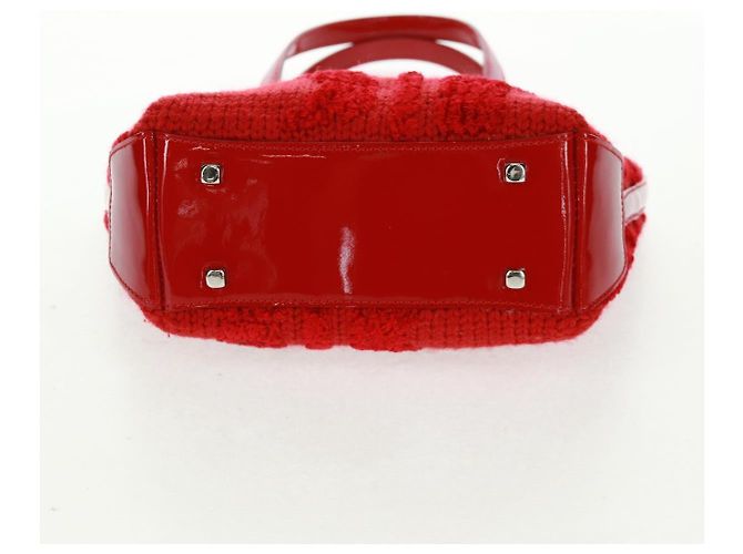 Borsa a mano Salvatore Ferragamo in cotone rosso argento Auth BA10481V - vista 9