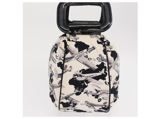 CHANEL Borsa a Mano da Compagnia Aerea in Tela Bianca Argento CC Auth 169837 Bianco - vista 4