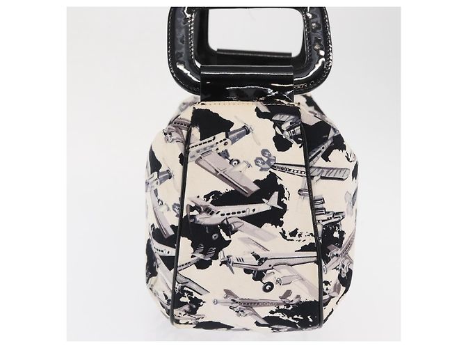 CHANEL Borsa a Mano da Compagnia Aerea in Tela Bianca Argento CC Auth 169837 Bianco - vista 5