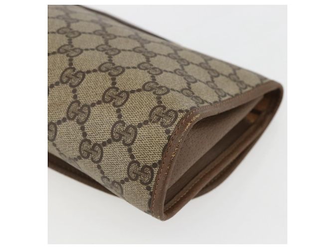 GUCCI GG Supreme Web Sherry Line Clutch Bag PVC Beige Oro 89 01 030 Auth ti3683 - vista 10