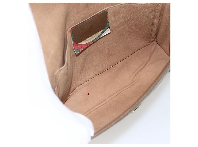 GUCCI GG Supreme Web Sherry Line Clutch Bag PVC Beige Oro 89 01 030 Auth ti3683 - vista 13